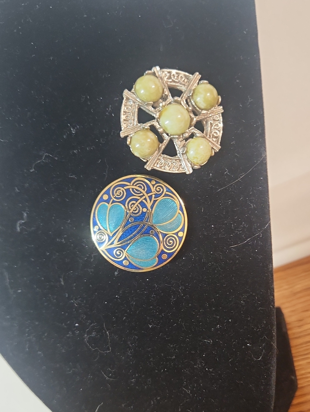 Celtic Style And Cloisonne Gold-Tone Round Brooch - Women Jewelry